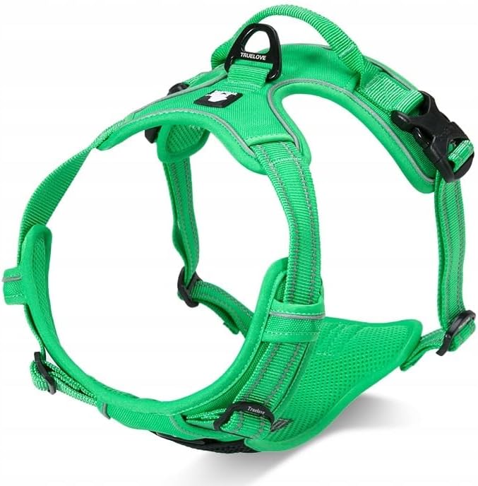 TRUE LOVE Adjustable No-Pull Dog Harness Reflective Pup Vest Harnesses Comfortable Control Brilliant Colors Truelove TLH5651(Grass Green,XL)