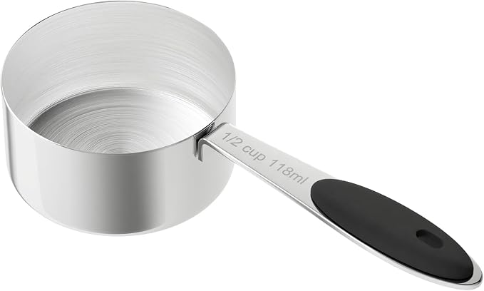 LEIFENY 1/2 Cup Dog Food Scoop, Stainless Steel Scooper for Feeding Pet, Cat, Dog, Rabbit, Bird, Long Handle, Dishwasher Safe