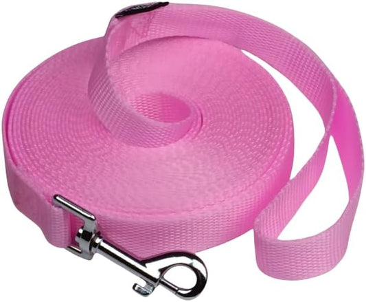 Dog/Puppy Obedience Recall Training Agility Lead - 15ft 20ft 30ft 50ft Training Leash - Great for Play, Camping, or Backyard - Pink 30ft