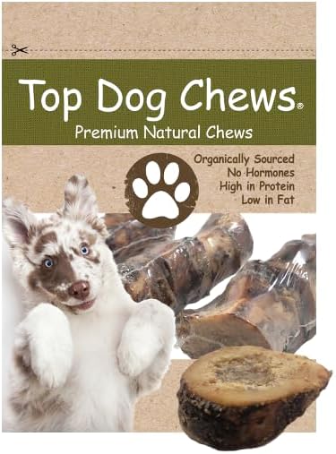 Top Dog Chews Premium - Made in the USA - Dog Bones with Bone Marrow - Long Lasting Natural Beef Femur Chews - Best for Small Dogs - Shrink Wrapped for Freshness. (1 Count of 6 Slices)