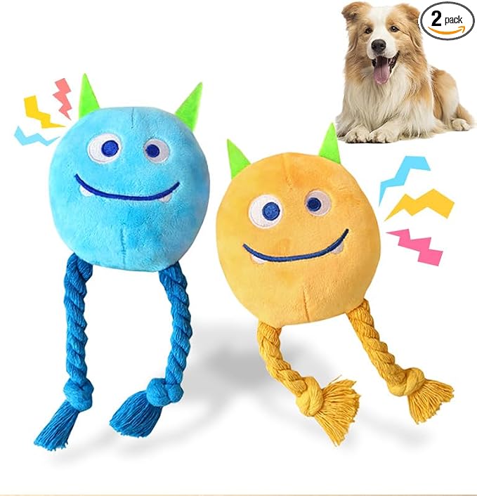 lilfrd Dog Toys for Small Dogs - 2 Pack Squeaky Rope Plush Dog Toys for Small and Medium Breed, Puppy Toys to Keep Them Busy