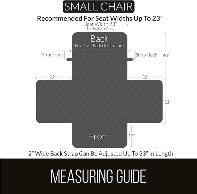 Sofa Shield® Couch Armchair Covers for Dogs, Reversible Furniture Protector with Strap, Stain and Tear Resistant Cushion Cover, 23 inch Seat, Machine Washable Slipcover Pets, Cats, Black Gray