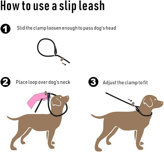 lynxking Dog Leash Slip Lead 5 6 8 FT Dog Training Leash Strong Heavy Duty Braided No Pull Training Lead Leashes for Small Medium Large Dogs