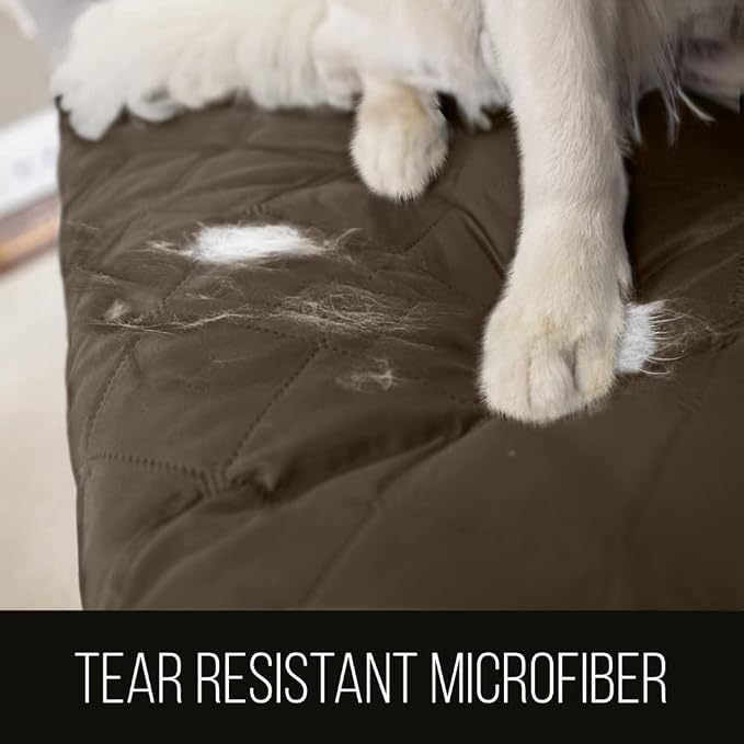 Sofa Shield® Couch Slip Covers for Dogs, Reversible Furniture Protector with Strap, Stain and Tear Resistant Cushion Cover, 78 inch Seat, Machine Washable Slipcover Dog Pets Cats, Chocolate