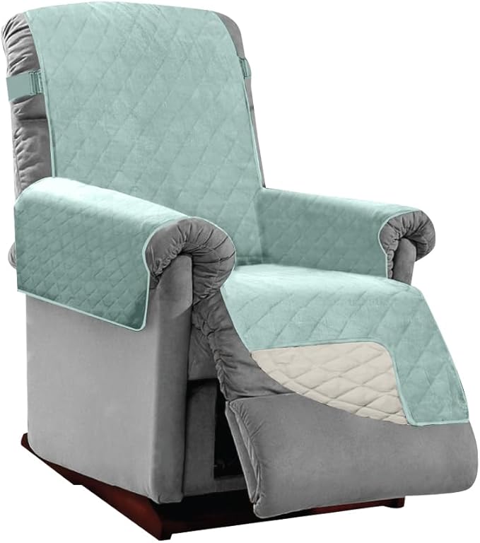 Sofa Shield® Couch Recliner Covers for Dogs, Reversible Furniture Protector with Strap, Stain and Tear Resistant Cushion Cover, 25 inch Seat, Machine Washable Slipcover Pets, Cats, Seafoam Cream