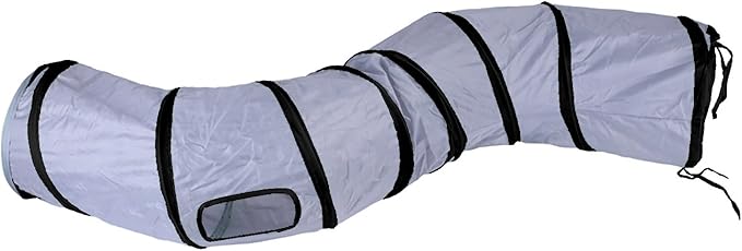 iCAGY Cat Tunnel for Indoor Cats, Rabbit Tunnel Toys, Pet Toys Play Tunnels for Cats Kittens Rabbits Puppies Crinkle Pop Up Dark Grey 47" Shape S
