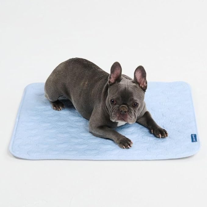 Spark Paws Cooling Mat for Dogs - Self Cooling Dog Mat & Pet Cooling Pad for Large, Medium & Small Dogs - Non-Toxic, Non-Gel Washable Cooling Bed - Hearts Blue - Size M
