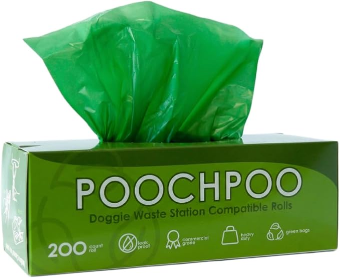 Case of 2000 Green Pet Waste Station 200 Bags on Roll (10 Rolls) - Bulk Dog Poop Bag - Dog Waste Station Bags - Doggie Bag Litter Pot