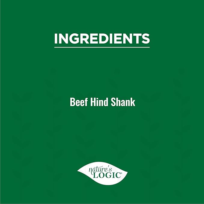 NATURE'S LOGIC Beef Hind Shank Bone - 7-8'' Long Chew - Collagen & Protein Source for Dog Dental Health & Occupation - Carnivore Appropriate Recreational Chewing & Dental Care - Large Hind Shank