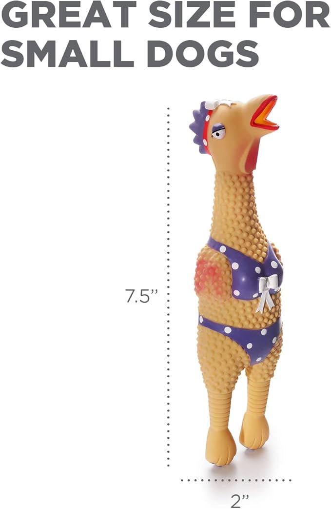 Outward Hound by Charming Pet Squawkers Henrietta Latex Squeaky Rubber Chicken Dog Toy, Funny Interactive Holiday Toy for Dogs, Small Size