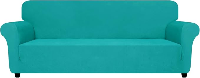 ZNSAYOTX Oversized Super Stretch Couch Cover (92"-115"), New Striped Sofa Covers Comfortable & Durable, Dog Cat Pets Friendly Extra Large Spandex Sofa Slipcovers (XL Sofa, Peacock Teal)