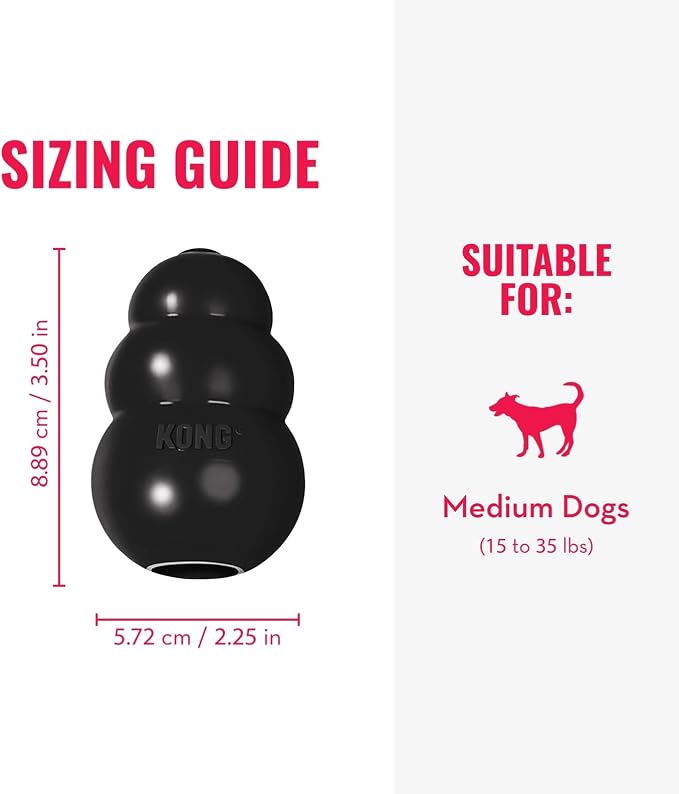KONG Extreme Dog Toy - Fetch & Chew Toy - Treat-Filling Capabilities & Erratic Bounce for Extended Play Time Most Durable Natural Rubber Material - for Power Chewers - for Medium Dogs