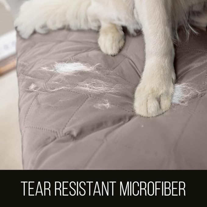 Sofa Shield® Couch Chaise Covers for Dogs, Reversible Furniture Protector with Strap, Stain and Tear Resistant Cushion Cover, 102x34 inch Seat, Machine Washable Slipcover Pets, Cats, Light Taupe