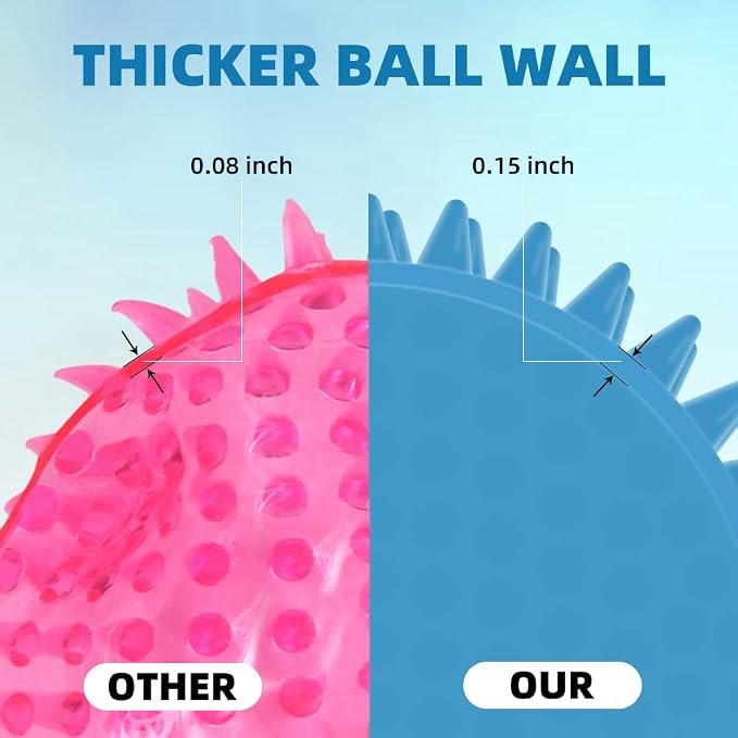 4.5” Heavy Duty Squeaky Dog Balls Toys for Medium Large Dogs 4 Pack Indestructible Dog Toys for Aggressive Chewers Spike Dog Balls for Clean Teeth and Training Dog Toys for Boredom and Stimulating