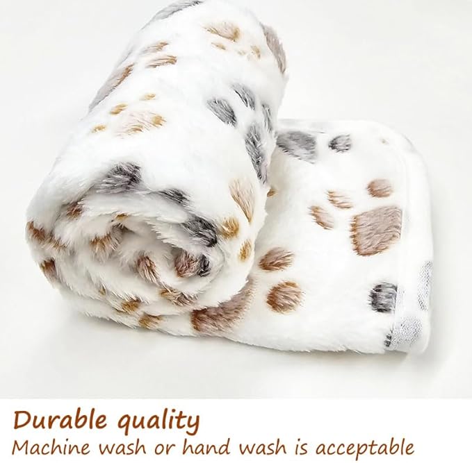 1 Pack 3 Blankets Fluffy Premium Fleece Soft Pet Blanket Flannel Throw for Cat Dog Puppy (Small 23x16'', Paw-White)