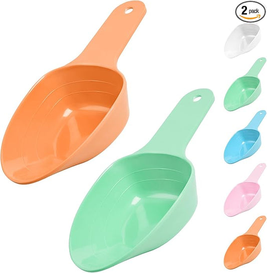 Dog Food Scoop-Melamine Pet Food Measuring Cup - 1 Cup 1/2 Cup 1/4 Cup Dog Cat Bird and Rabbit Food Feeding Scoop Dishwasher Safe Orange & Green