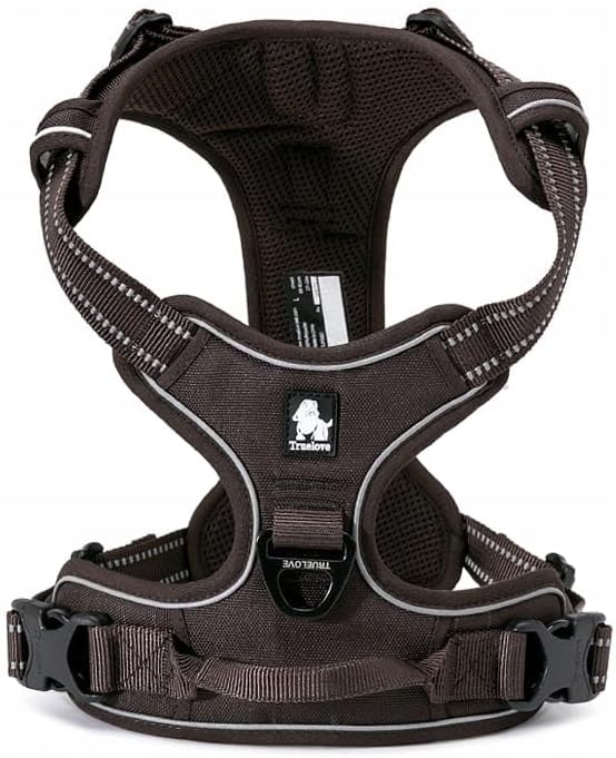 TRUE LOVE Adjustable No-Pull Dog Harness Reflective Pup Vest Harnesses Comfortable Control Brilliant Colors Truelove TLH5651(Brown,M)