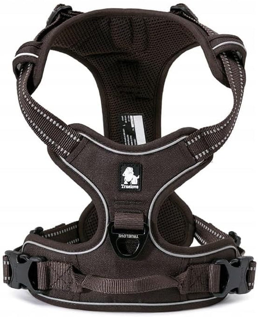 TRUE LOVE Adjustable No-Pull Dog Harness Reflective Pup Vest Harnesses Comfortable Control Brilliant Colors Truelove TLH5651(Brown,M)