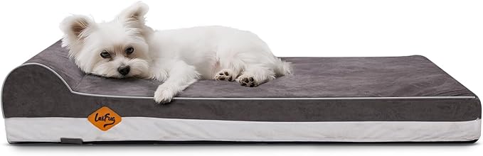 Laifug Orthopedic Dog Beds for Large Dogs,3" Memory Foam Dog Beds,Durable Water Proof Liner Removable and Washable, Nonskid Bottom, Grey 34"x22"x3"