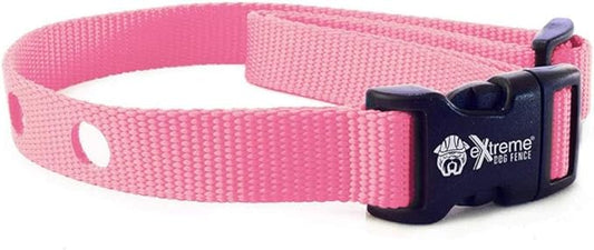 Heavy Duty Nylon Replacement Dog Collar Strap - Compatible with Most Brands/Models of Underground Electric Dog Fences and Training Receivers- Pink