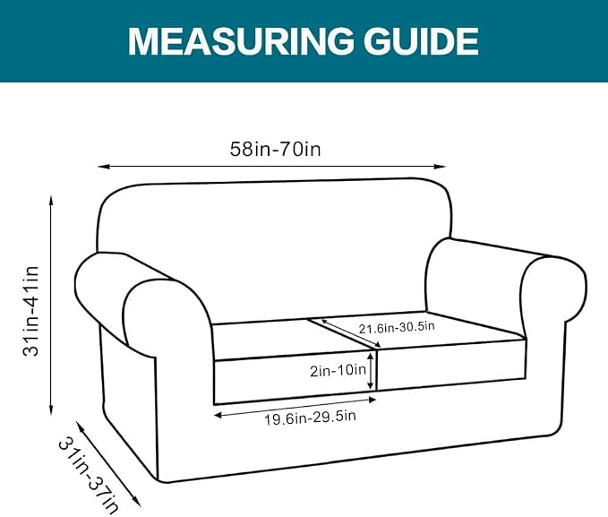 Turquoize 3 Piece Sofa Covers for 2 Cushion Couch Sofa Slipcover Soft Cover for Dogs-Washable Furniture Covers with 2 Individual Cushion Covers, Feature Jacquard Fabric(Loveseat, Caramel)