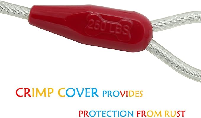 Petest 25ft Reflective Tie-Out Cable for Super Dogs Up to 250 Pounds