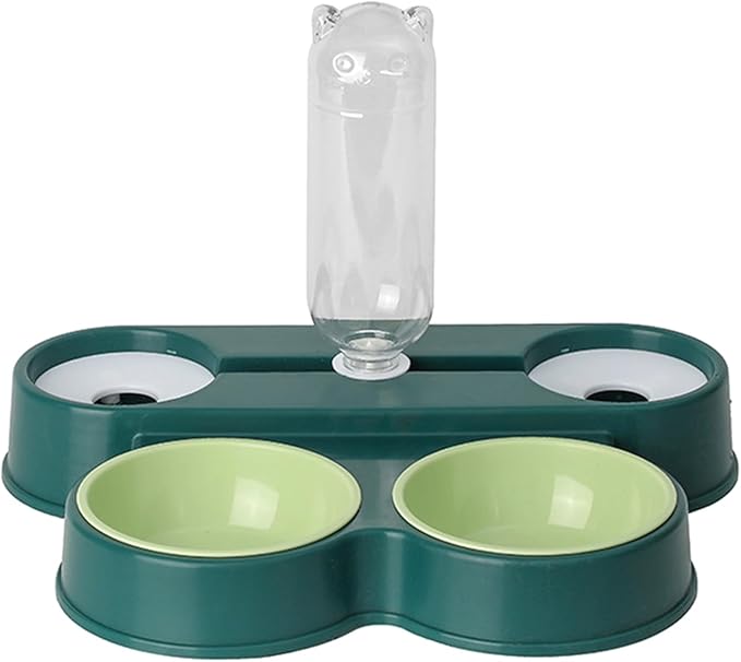 4 in 1 Pet Food Feeders with Automatic Water Bottle Bowl, Double Bowl Dog Feeder Toy for Cats and Dogs
