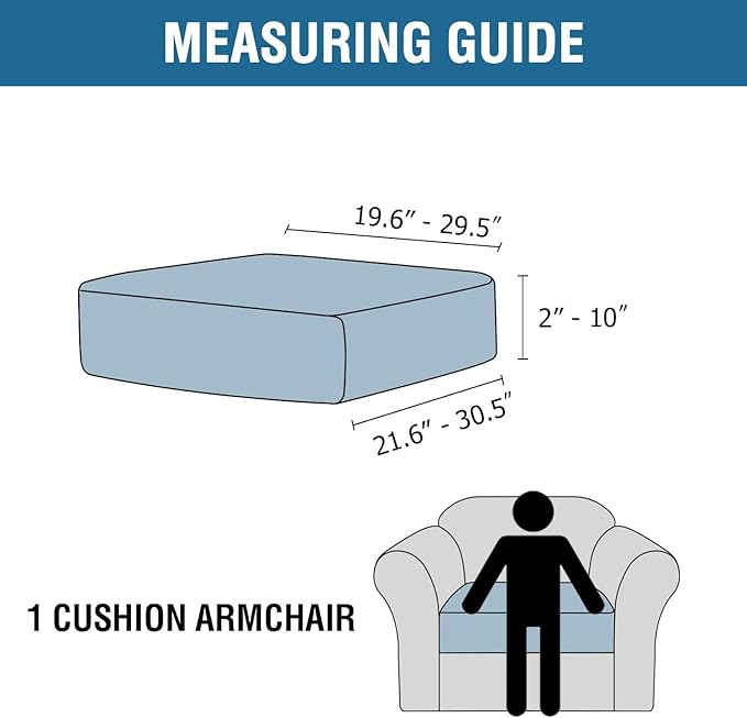 H.VERSAILTEX Velvet Stretch Couch Cushion Cover Plush Cushion Slipcover for Chair Cushion Furniture Protector Seat Cushion Sofa Cover (1 Piece Armchair Cushion Covers, Cream)