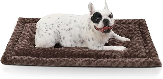 Washable Dog Bed Mat Crate Pad Soft Fluffy Pet Kennel Beds Dog Sleeping Mattress for Large Jumbo Medium Small Dogs, 36 x 23 Inch, Brown