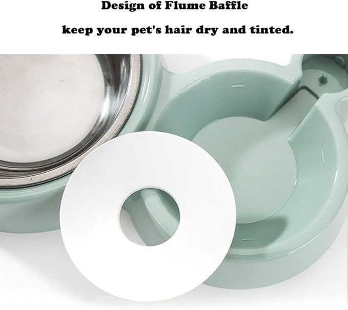 Double Dog Cat Bowls, Pets Water and Food Bowl Set with Detachable Stainless Steel Bowl, Automatic Water Dispenser Bottle No-Spill Pet Feeder for Cats Puppy and Small Dogs (Blue)