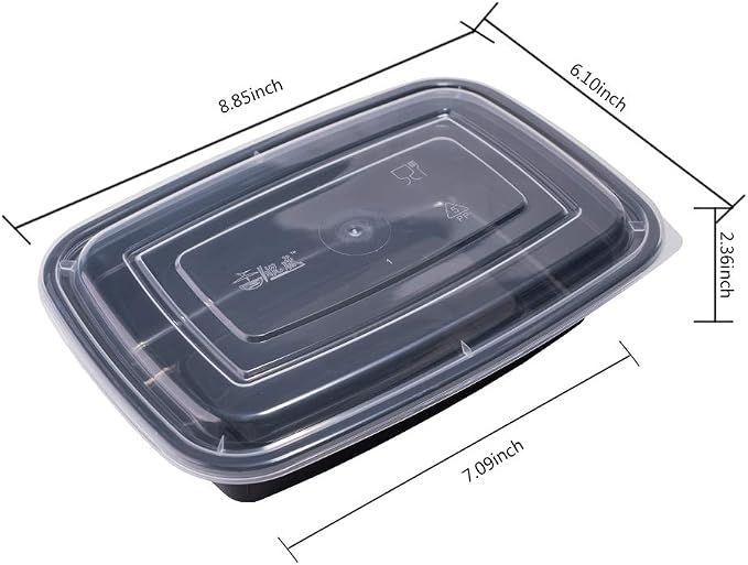 50-Pack Food Prep Containers, 1000ML/ 34 OZ Microwavable Food Storage Containers with Lids, Reusable Plastic lunch Containers Lunch Boxes- Stackable, Reusable Dishwasher Safe
