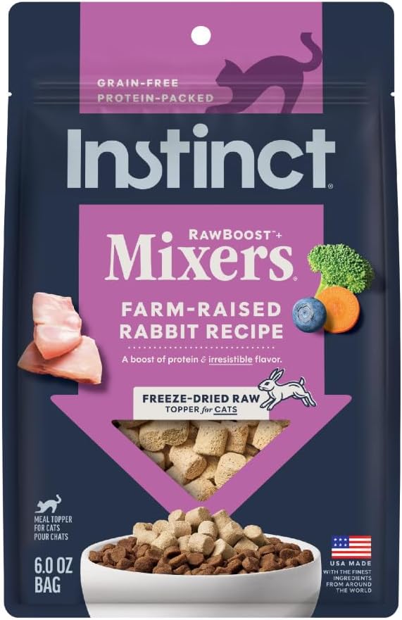 Instinct Raw Boost Mixers Freeze Dried Cat Food Topper, Grain Free - Farm-Raised Rabbit, 6 oz. Bag