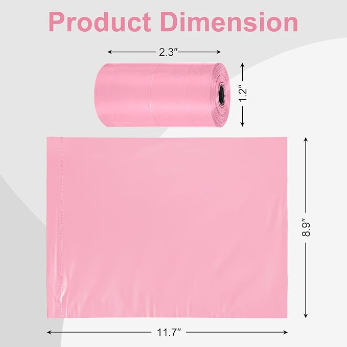 Toplive Dog Poop Bags, Pet Waste Bags Roll Refills, Thick Strong Leak-Proof Cat Dog Bag for Poop Outdoor Cleanup 16 Rolls (240 Bags), Pink