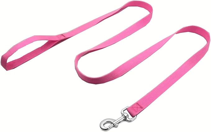 Strong Nylon Dog Leash, 4FT/ 5 FT/ 6FT Dog Leashes for Medium Large Dogs (5FT, Pink)