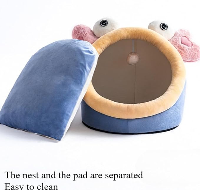 Warm Soft Cave Dog Bed & Cat Bed - Cute Indoor Pet Bed for Cats Up to 16 Lb, Small Dogs & Puppies, Cozy Cave Design for Cats and Puppies(Blue,12.2''X10.63''X10.63'')