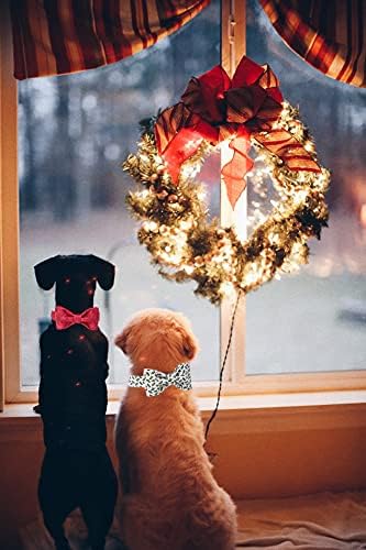 Elegant little tail Christmas Dog Collar, Pet Collar Soft with Comfy Bowtie Dog Collars Holiday Adjustable Pet Gift Collars for Small Medium Large Dogs