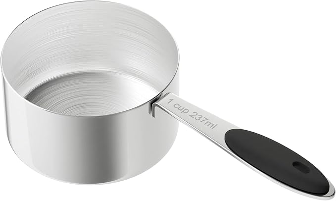 LEIFENY 1 Cup Dog Food Scoop, Stainless Steel Scooper for Feeding Pet, Cat, Dog, Rabbit, Bird, Long Handle, Dishwasher Safe