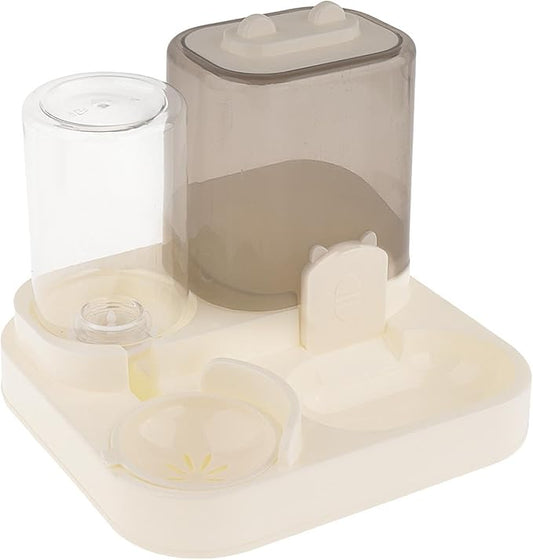 2 in 1 Automatic Pet Feeder Water Dispenser Portable Travel Supplies Cat Food Bowl Food Container for Kitten Small Dogs Bunny, Clear