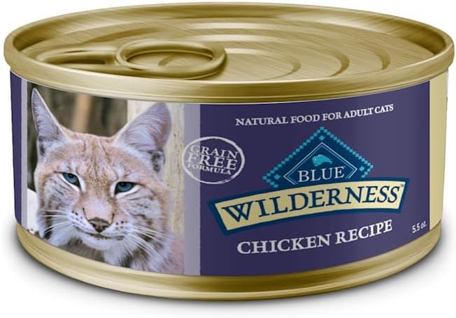 Blue Buffalo Wilderness Chicken Paté Adult Wet Cat Food, High-Protein & Grain-Free Recipe Enhanced with Vitamins, Minerals, and Other Nutrients, 5.5-oz. Cans (24 Count)