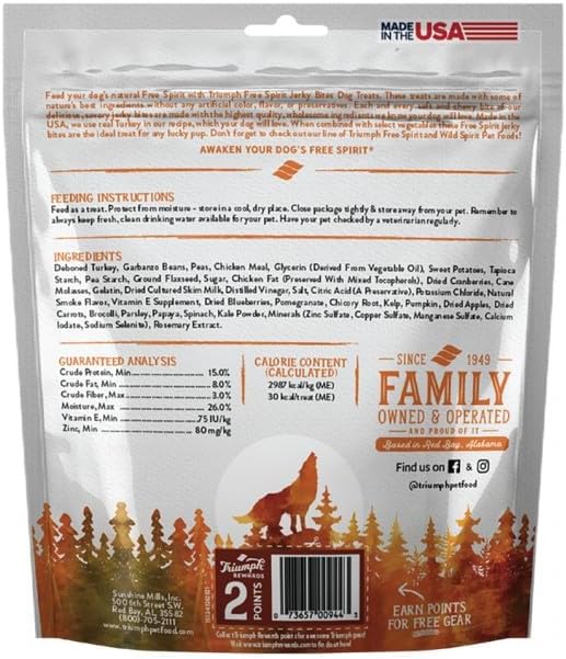 Triumph 2 Pack of Grain-Free Turkey, Pea, and Berry Jerky Dog Treats, 20 Ounces Each