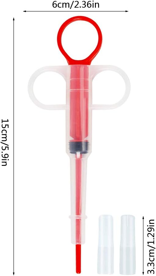 Pet Medicine Feeder Pet Pill Syringe Pet Liquid Feeding Dispenser Feeding Tool with Soft Silicone Tip for Dogs Cats Birds Small Animals Blue and Red 2 Pcs
