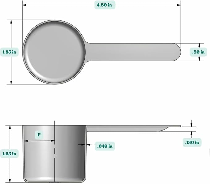 1/4 Cup (4 Tablespoon | 2 Oz. | 60 mL) Long Handle Plastic Measuring Scoop for Coffee, Protein Powder, Pet Food, Spices, Grains, Dry Goods – Food-Grade BPA-Free (Pack of 5)