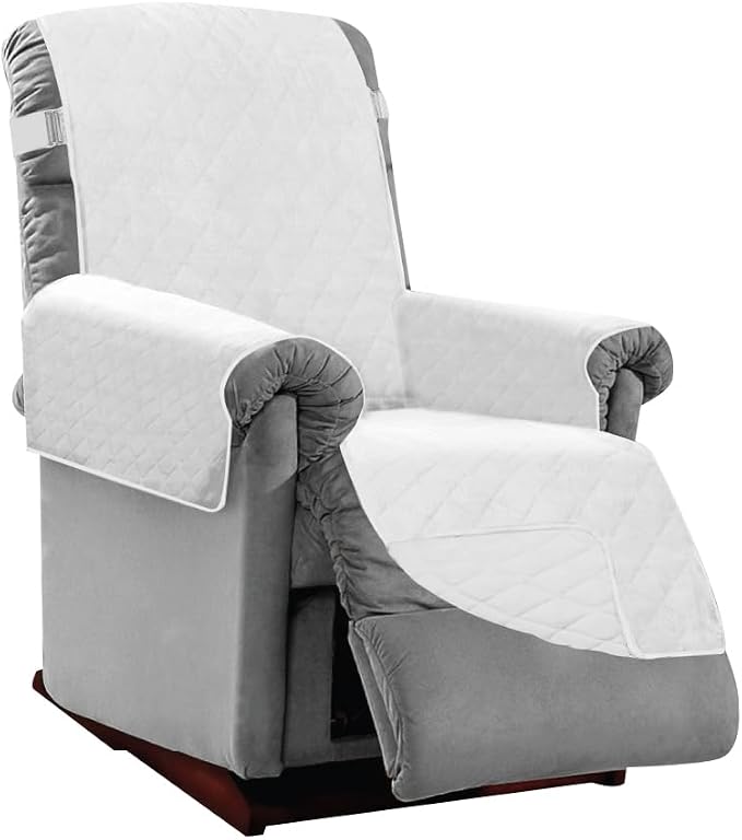 Sofa Shield® Couch Recliner Covers for Dogs, Reversible Furniture Protector with Strap, Stain and Tear Resistant Cushion Cover, 25 inch Seat, Machine Washable Slipcover Dog Pets Cats, White