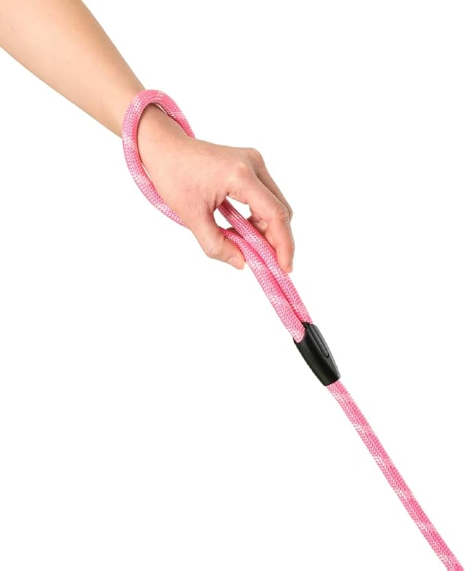 WePet Dog Training Slip Leash, No Pull, Durable Reflective Lead, Puppy Heavy Duty Loop Rope, Comfortable Handle, 6 ft, 1/2 inch, diam. Pink/White