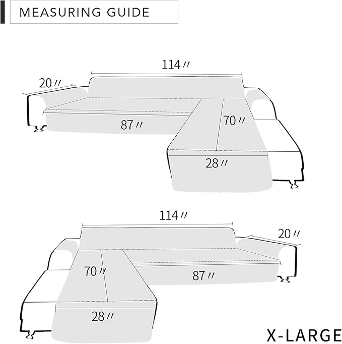 Easy-Going Sofa Slipcover L Shape Sofa Cover Sectional Couch Cover Furniture Protector Mat for Pets Dog Cat (X-Large, Light Gray/Light Gray)