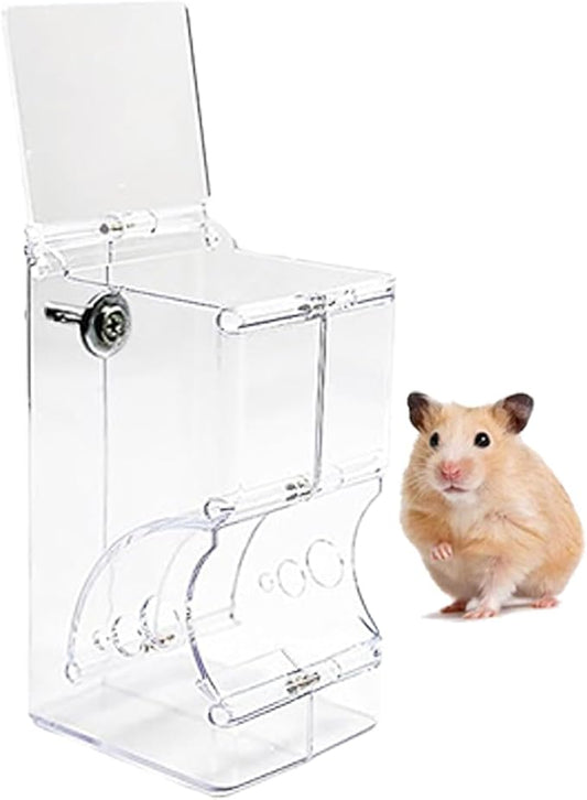 Automatic Hamster Feeder, Clear Acrylic Automatic Pet Feeder Pet Food Dispenser, Hamster Food Bowl Guinea Pig Food Dispenser for Small Animal Feeding & Watering Supplies (S)