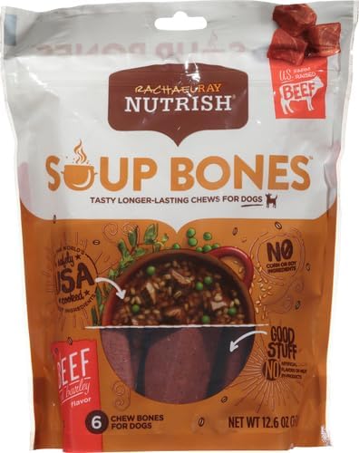 Nutrish Soup Bones Premium Dog Chews with Real Beef and Barley, 6 Chews (Rachael Ray) (Pack of 2)