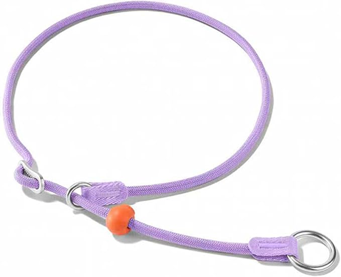 HowGo Slip Collar for Dogs,No Pull Adjustable Martingale Collar for Training, Nylon Rope,Dual Stopper and Durable Aluminum Hardware,Spring-Loaded,for Small Medium Large Dogs(Lavender)