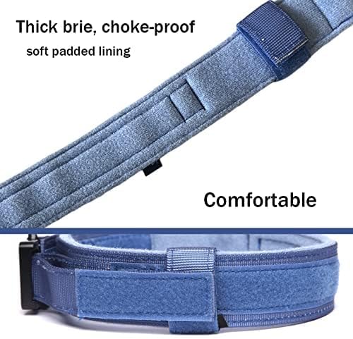 Tactical Dog Collar and Leash Set Adjustable Military Nylon Dog Collar with Control Handle and Heavy Duty Metal Buckle for Large Dogs（Dark Blue XXL