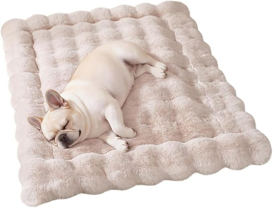 SOMAHE Cat & Dog Bed Mat, Soft Plush Faux Fur Kneading Pet Bed for 2 Cats or Small Dogs, Machine Washable Cat Sleeping Pad, Non-Slip Fluffy Pet Rug for Indoor Cats Kittens & Small Dogs, 27x20 In White